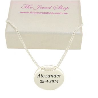 STERLING SILVER 16mm PERSONALISED LOVE CIRCLE COIN TAG CHARM PENDANT
