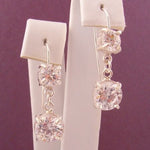 STERLING SILVER 6mm and 8mm CZ CUBIC ZIRCONIA MANMADE DIAMOND DROP HOOK EARRINGS