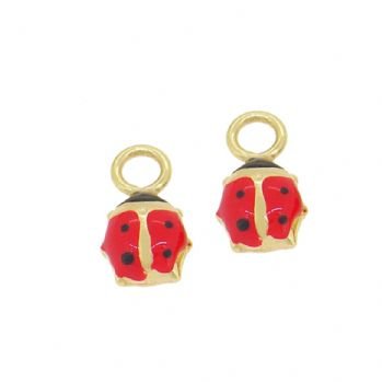 9CT GOLD 5mm BABY LADYBUG CHARMS for SLEEPER EARRINGS