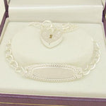 STERLING SILVER 4mm CURB IDENTITY PADLOCK BRACELET
