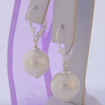 STERLING SILVER12mm SHELL PEARL EARRINGS -ER-12MM SHELL