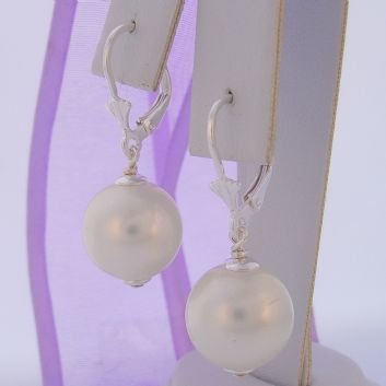 STERLING SILVER12mm SHELL PEARL EARRINGS -ER-12MM SHELL