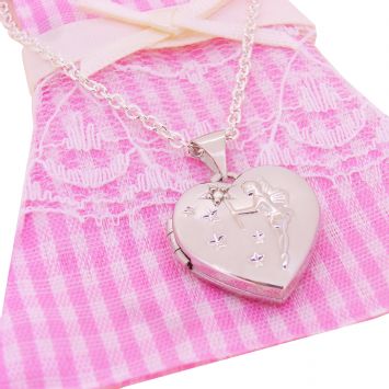 STERLING SILVER 15mm LOVE HEART TINKERBELL FAIRY WISHES PHOTO LOCKET