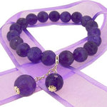 TEENAGER ADULT 10mm BEADED STERLING SILVER CHARM BRACELET AMETHYST -BLET-10mmAMETH-BallDrops