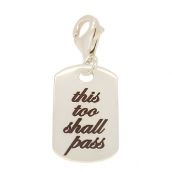 STERLING SILVER MENS and UNISEX 14mm x 25mm SMALL DOG TAG PERSONALISED NAME CLIP ON CHARM DESIGN