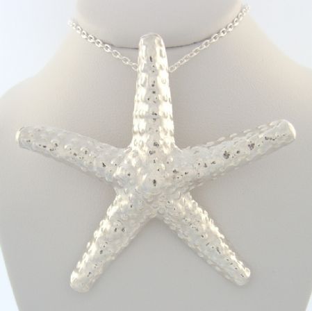 STERLING SILVER HUGE 53mm STARFISH NECKLACE CHARM PENDANT