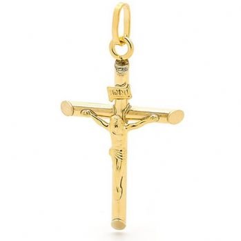 9CT YELLOW GOLD INRI CRUCIFIX CROSS PENDANT 21mm x 35mm OB-X025