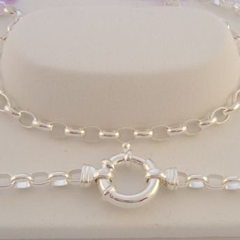 STERLING SILVER 4.5mm OVAL BELCHER BOLT RING BRACELET -BLET-4.5mm-SS-BO3