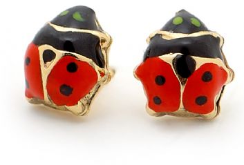 9CT YELLOW GOLD BABY 5mm LADYBUG STUD EARRINGS -OB-BS12