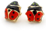 9CT YELLOW GOLD BABY 5mm LADYBUG STUD EARRINGS -OB-BS12