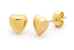 9CT YELLOW GOLD 6mm BABY HEART STUD EARRINGS -OB-BS21