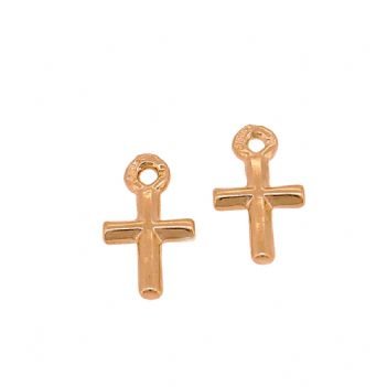 9CT ROSE GOLD 6mm BABY CROSS CHARMS for SLEEPER EARRINGS