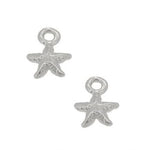 9CT WHITE GOLD 7mm TWO STARFISH for SLEEPER EARRING CHARMS