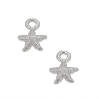 9CT WHITE GOLD 7mm TWO STARFISH for SLEEPER EARRING CHARMS
