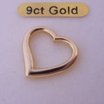 9CT YELLOW GOLD 15mm OPEN SWING LOVE HEART PENDANT 4 NECKLACE