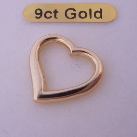 9CT YELLOW GOLD 15mm OPEN SWING LOVE HEART PENDANT 4 NECKLACE