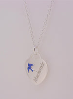 Sterling Silver Heart Bluebird Charm Necklace