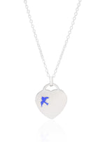 Sterling Silver Heart Bluebird Charm Necklace