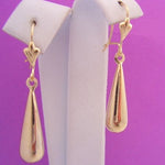 9CT YELLOW GOLD 21mm TEARDROP BALL SAFETY DESIGN HOOK EARRINGS