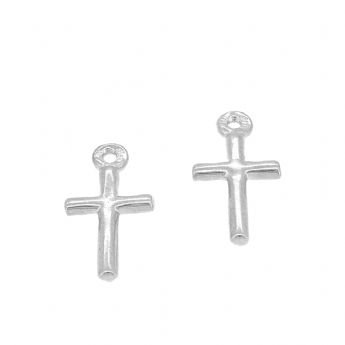 9CT WHITE GOLD SMALL CROSS CHARMS for SLEEPER EARRINGS