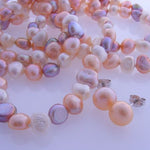 STERLING SILVER 8mm NATURAL COLOR MIX FRESHWATER PEARL EARRING AND NECKLACE SET
