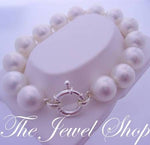 STERLING SILVER 12mm SHELL PEARL BOLT RING BRACELET