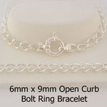STERLING SILVER 6mm CURB BOLT RING BRACELET -BLET-6mm -SS-OLC140