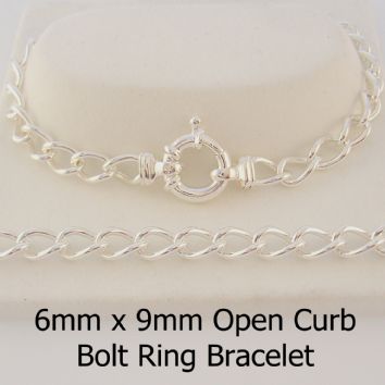 STERLING SILVER 6mm CURB BOLT RING BRACELET -BLET-6mm -SS-OLC140