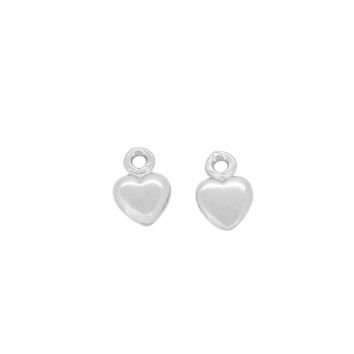9CT WHITE GOLD 6mm HEART TWO LOVE HEARTS for SLEEPER EARRING CHARMS
