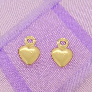 9CT GOLD 6mm HEART TWO LOVE HEARTS for SLEEPER EARRING CHARMS