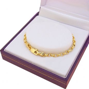 9CT YELLOW GOLD OVAL BELCHER LINK BRACELET All Sizes Available