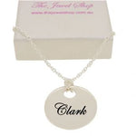 UNISEX 20mm ROUND PERSONALISED NAME MESSAGE TABLET COIN PENDANT CABLE NECKLACE