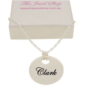 UNISEX 20mm ROUND PERSONALISED NAME MESSAGE TABLET COIN PENDANT CABLE NECKLACE