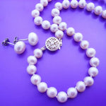 STERLING SILVER 6mm FRESHWATER PEARL EARRING AND NECKLACE SET
