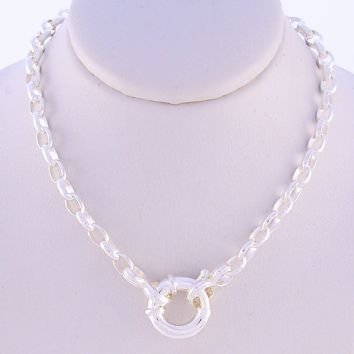 STERLING SILVER 3mm OVAL BELCHER CHAIN BOLT RING NECKLACE All Lengths Available