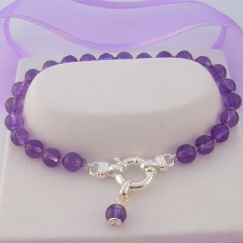 6mm FACET CUT NATURAL AMETHYST BOLT RING BRACELET -BLET-6mmFctAm