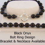 8mm BLACK ONYX BOLT RING BRACELET -BLET-8mmBlkOnyx