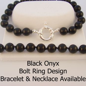 8mm BLACK ONYX BOLT RING BRACELET -BLET-8mmBlkOnyx