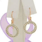 9CT ROSE GOLD WHITE CUBIC ZIRCONIA CIRCLE of LIFE HOOK EARRINGS