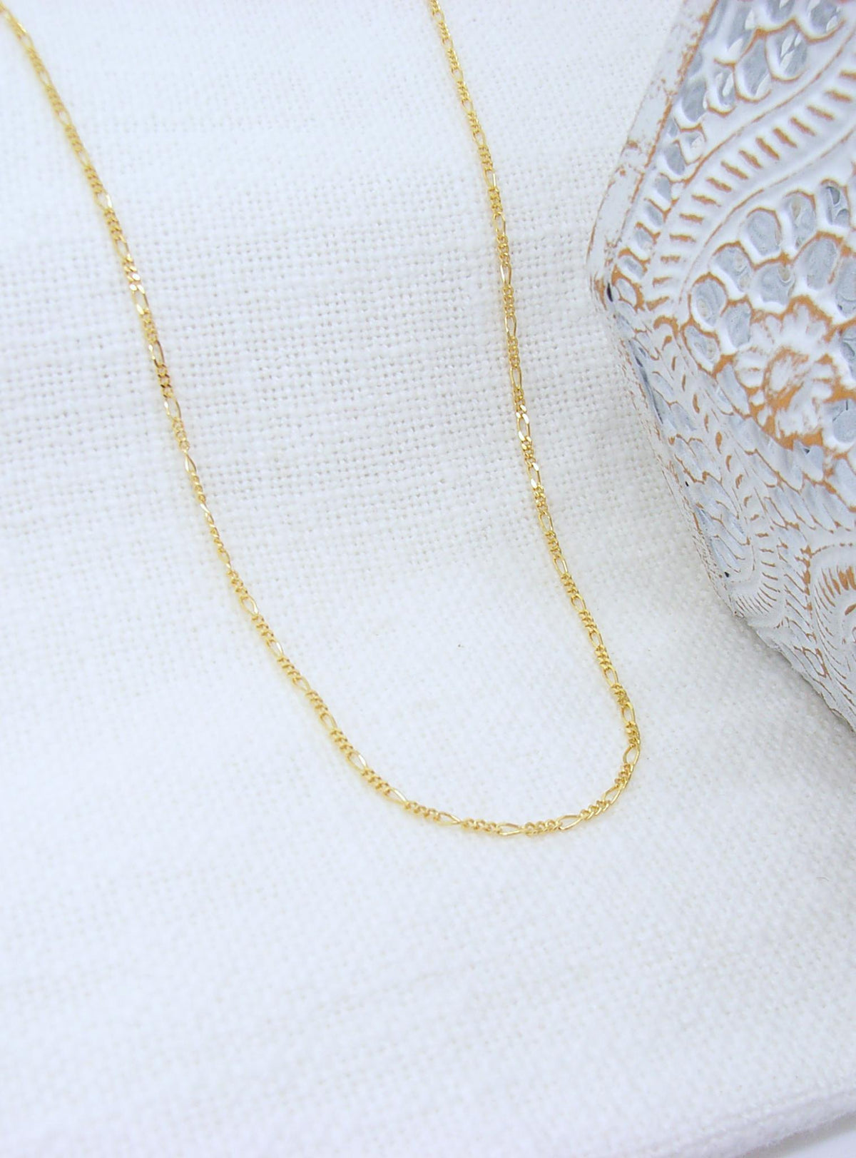 Curb Figaro Necklace Chain in 9ct Yellow Gold