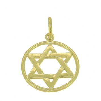 9CT YELLOW GOLD 19mm STAR OF DAVID PENDANT