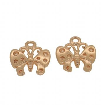 9CT ROSE GOLD TWO 11mm BUTTERFLY for SLEEPER EARRING CHARMS