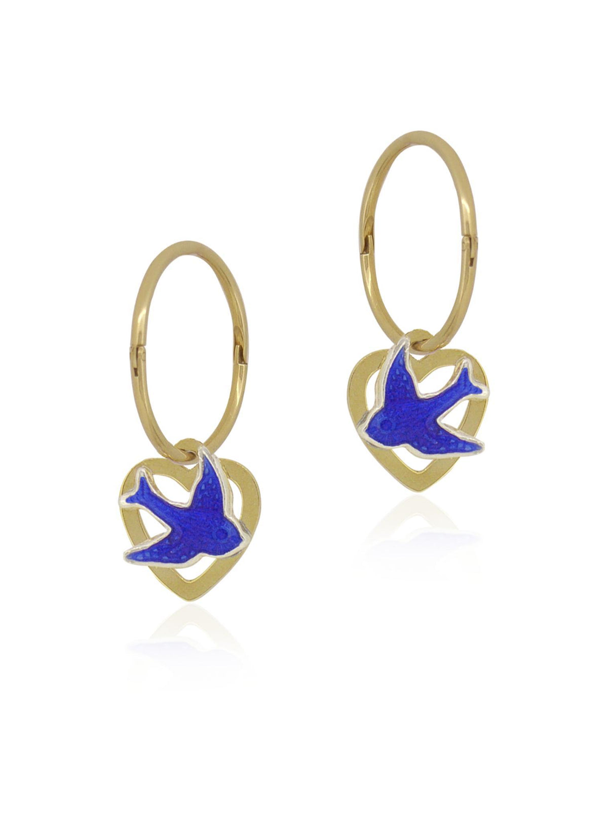 Bluebird Heart Charms for Sleeper Earrings in 9ct Gold