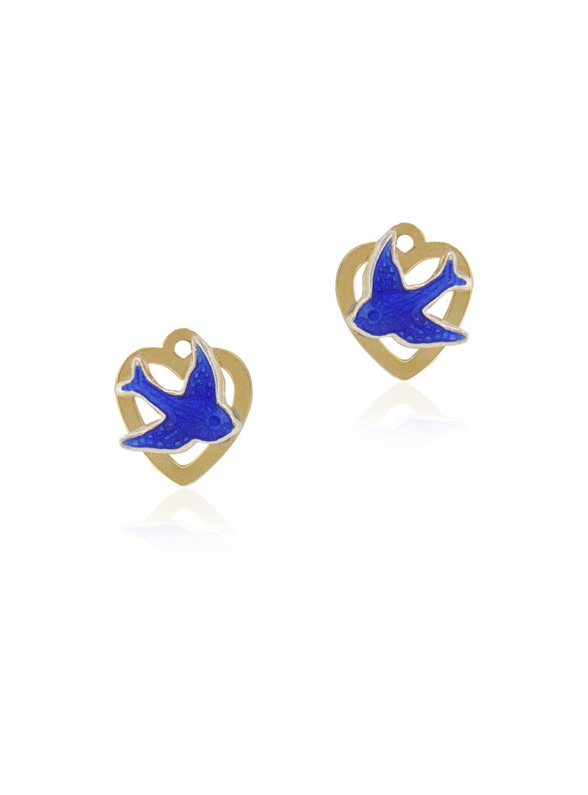 Bluebird Heart Charms for Sleeper Earrings in 9ct Gold