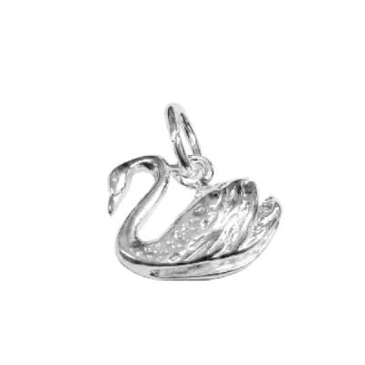 9CT WHITE GOLD TRADITIONAL 3 DIMENSIONAL SWAN PENDANT CHARM