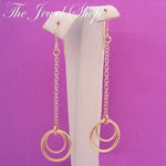9CT ROSE GOLD & YELLOW GOLD 15mm & 10mm CIRCLE DESIGNER HOOK EARRINGS