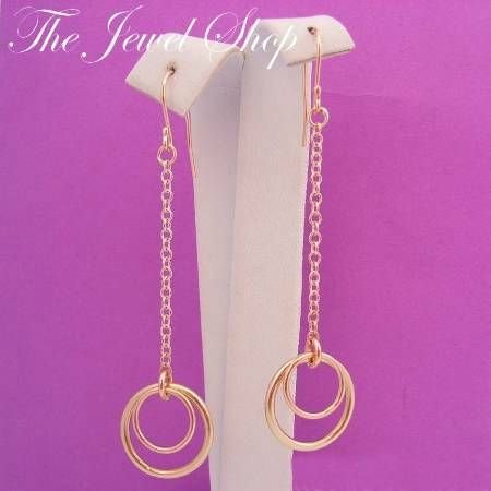 9CT ROSE GOLD & YELLOW GOLD 15mm & 10mm CIRCLE DESIGNER HOOK EARRINGS