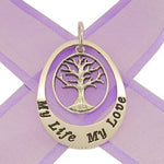 STERLING SILVER 27mm OVAL PERSONALISED FAMILY TREE of LIFE NAME PENDANT -27mm-KB-jr-ss
