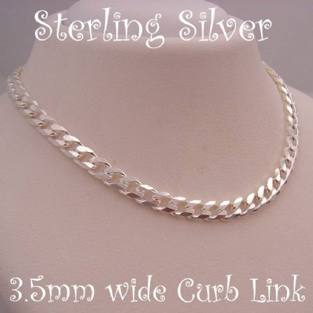 55CM STERLING SILVER UNISEX SQUARE CURB NECKLACE CHAIN 14g
