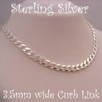 55CM STERLING SILVER UNISEX SQUARE CURB NECKLACE CHAIN 14g